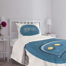 Cartoon Trailer at Night Stars Bedspread Set