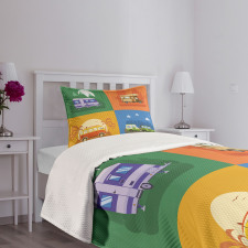 Touristic Camp Areas Colorful Bedspread Set