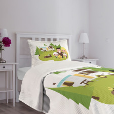 Happy Camper Family in Woods Bedspread Set