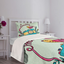 Love Bird Chirping Creative Bedspread Set