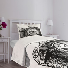 Monochromatic Style Camera Bedspread Set