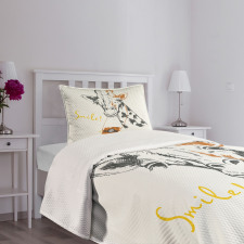 Smile Words with Giraffe Bedspread Set