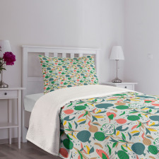 Blossoming Stalks and Birds Bedspread Set