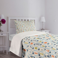 Doodle Style Fruit Halves Bedspread Set