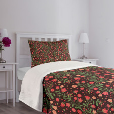 Flowering Curvy Branches Bedspread Set