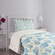 Palm Tree Leaves Pattern Bedspread Set