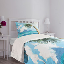 Palm Tree on the Beach Bedspread Set