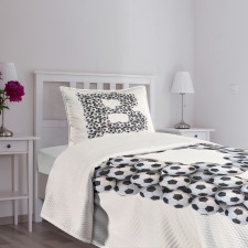 Monochrome Footballs Bedspread Set