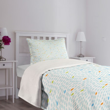 Ocean Waves Curves Design Bedspread Set