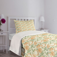 Hand Drawn Leaves and Fruits Bedspread Set