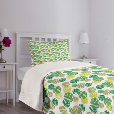 Tropical Green Spring Leaves Bedspread Set