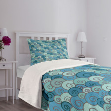 Waves in the Ocean Doodle Bedspread Set