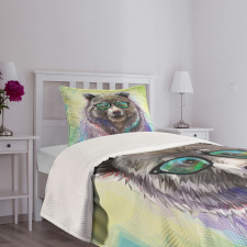 Colored Wild Bear Art Bedspread Set