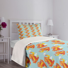 Fire Bird Feathers Bedspread Set