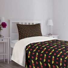 Love Art Heart on Dark Bedspread Set