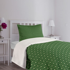 Foliage Pattern with Dots Bedspread Set