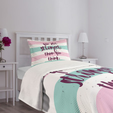 Watercolor Stripes Typography Bedspread Set