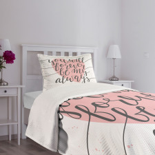 Heart and Love Words Bedspread Set