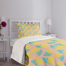 Pastel Monstera Bedspread Set