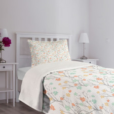 Pastel Soft Petals Branch Bedspread Set