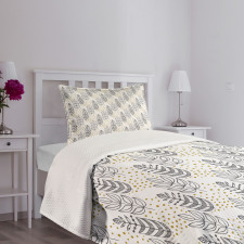 Outline Leaves and Spots Bedspread Set