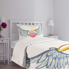 Valentines Day Winged Heart Bedspread Set