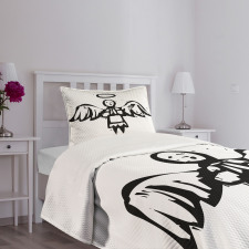 Sketch Style Christmas Angel Bedspread Set