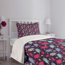 Vivid Kingfishers Pattern Bedspread Set