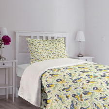 Pine Cones and Leaves Doodle Bedspread Set