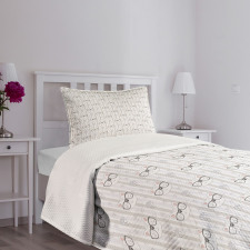 Vertical Stripes Hearts Bedspread Set