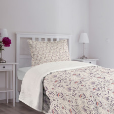 Blossom Pattern on Off White Bedspread Set