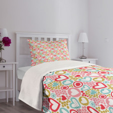 Vivid Dot and Hearts Bedspread Set