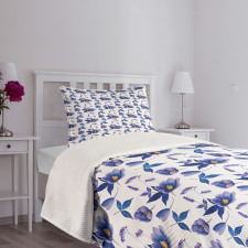 Watercolor Spring Plants Bedspread Set