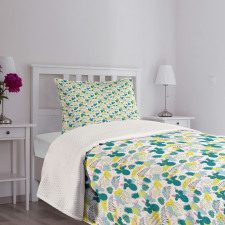 Pineapple Cactus Flamingo Bedspread Set