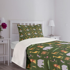 Childish Cartoon Savannah Bedspread Set