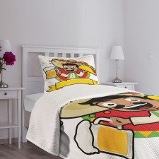 Man with a Beer and Taco Bedspread Set