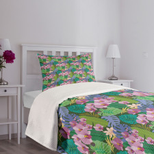 Colorful Aloha Island Motif Bedspread Set