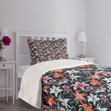 Watercolor Tropical Lilies Bedspread Set