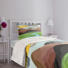 Abstract Mountains River Bedspread Set