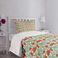 Spring Season Fresh Poppies Bedspread Set