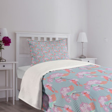 Sparrows Resting Branches Bedspread Set