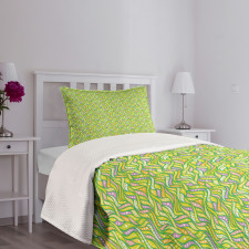 Wavy Stripes with Circles Bedspread Set