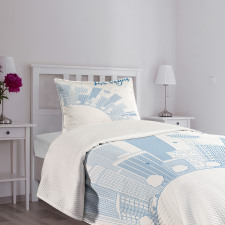 Buildings Urban City Love Bedspread Set