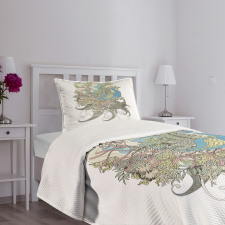 Aquatic Feathers Bedspread Set