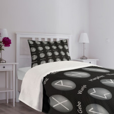 Shaded Effect Runic Alphabet Bedspread Set