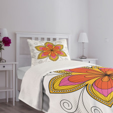 Flower Pattern Swirl Bedspread Set