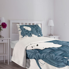 Dark Blue Funky Boucles Bedspread Set