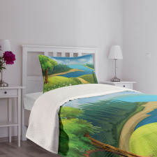 Cartoon Landscape Pattern Bedspread Set