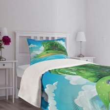 Aquatic Seascape Pattern Bedspread Set