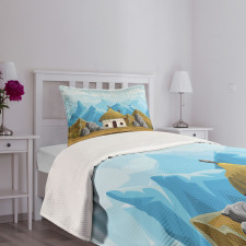 Hut in the Mountains Asia Bedspread Set